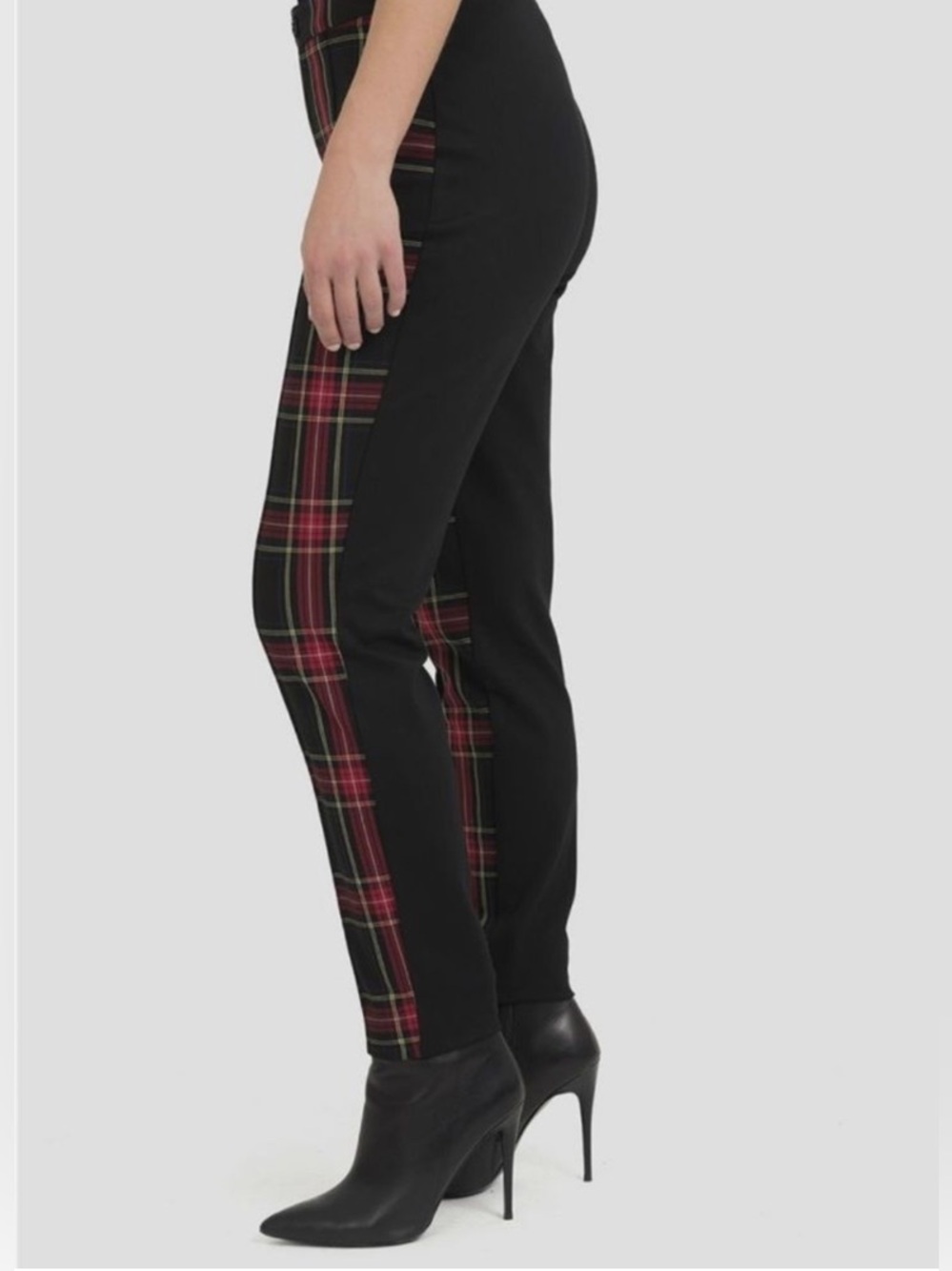 NEW Joseph Ribkoff Style 194661 Red Black Tartan Plaid Slim Fit Ankle Pants 6